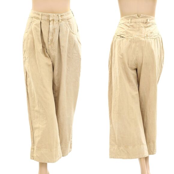 Free People Sweet Talk Chino Trousers Pants Cropped Wide Leg Ankle M NEW 282804 - Picture 9 of 9